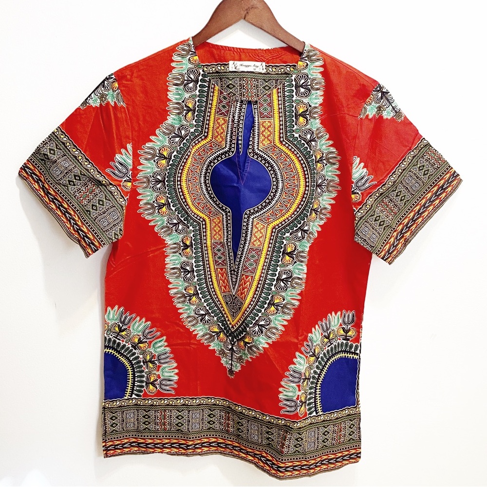 Hongyu Amy African Tribal Short Sleeve Top M